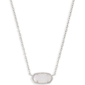 ELISA SILVER PENDANT NECKLACE IN IRIDESCENT DRUSY
